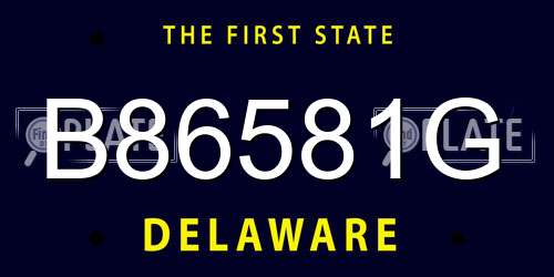 B86581G Delaware License Plate