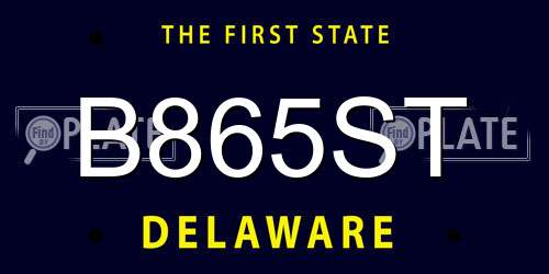 B865ST Delaware License Plate
