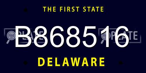 B868516 Delaware License Plate