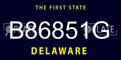 B86851G Delaware License Plate