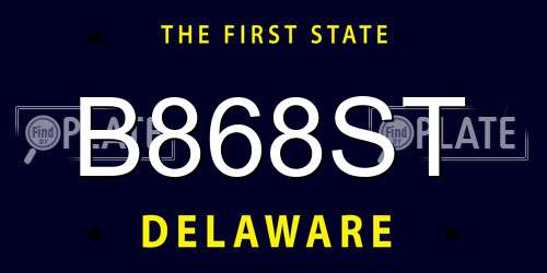 B868ST Delaware License Plate