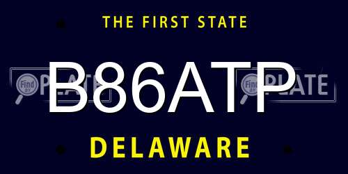 B86ATP Delaware License Plate