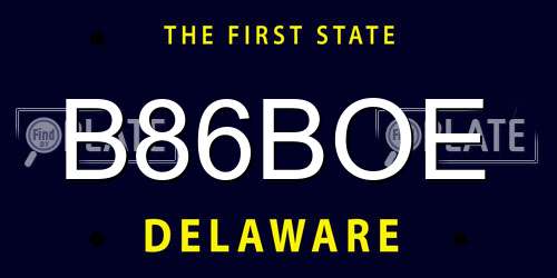 B86BOE Delaware License Plate