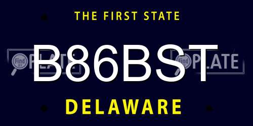 B86BST Delaware License Plate