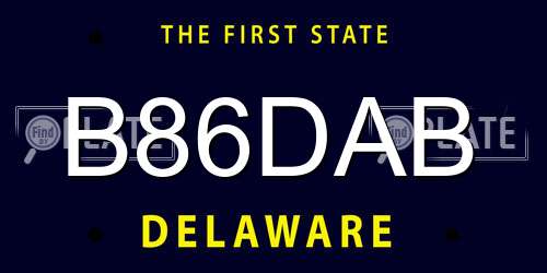 B86DAB Delaware License Plate