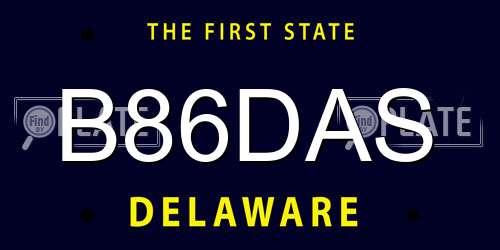 B86DAS Delaware License Plate