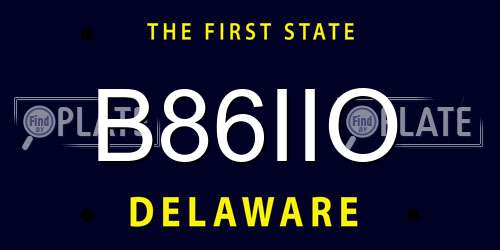 B86IIO Delaware License Plate