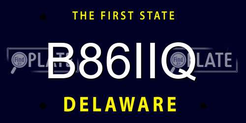 B86IIQ Delaware License Plate