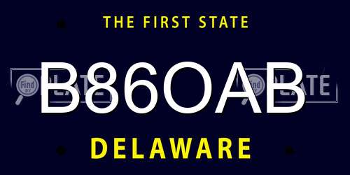 B86OAB Delaware License Plate