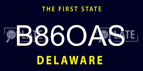 B86OAS Delaware License Plate