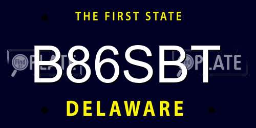 B86SBT Delaware License Plate