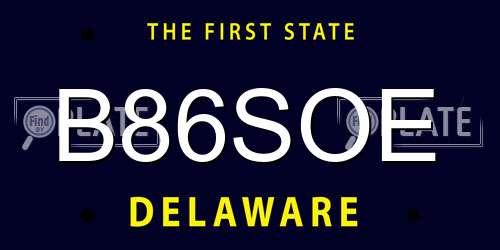 B86SOE Delaware License Plate