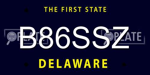 B86SSZ Delaware License Plate