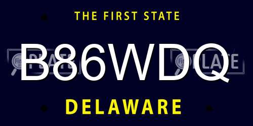 B86WDQ Delaware License Plate