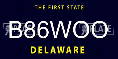 B86WOO Delaware License Plate