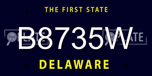 B8735W Delaware License Plate