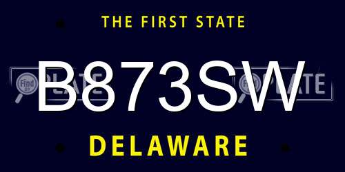 B873SW Delaware License Plate