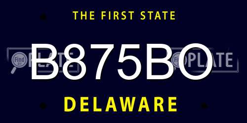 B875BO Delaware License Plate