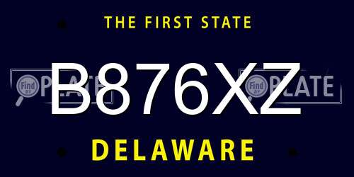 B876XZ Delaware License Plate