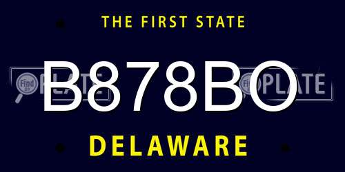 B878BO Delaware License Plate