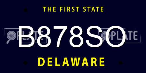 B878SO Delaware License Plate