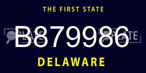 B879986 Delaware License Plate