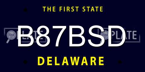 B87BSD Delaware License Plate