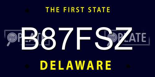 B87FSZ Delaware License Plate