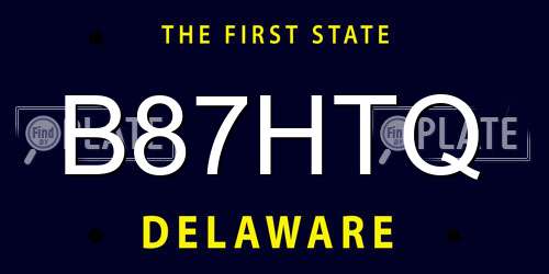 B87HTQ Delaware License Plate