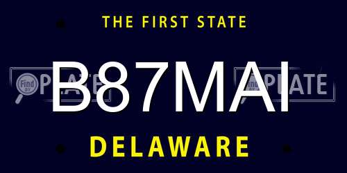 B87MAI Delaware License Plate