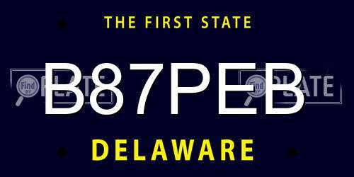 B87PEB Delaware License Plate