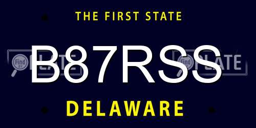 B87RSS Delaware License Plate