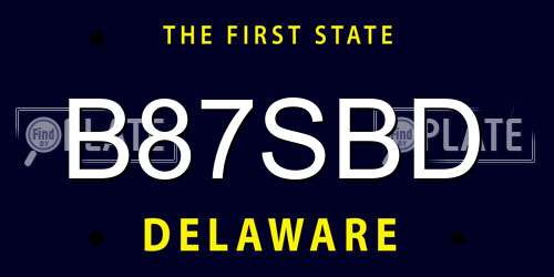 B87SBD Delaware License Plate