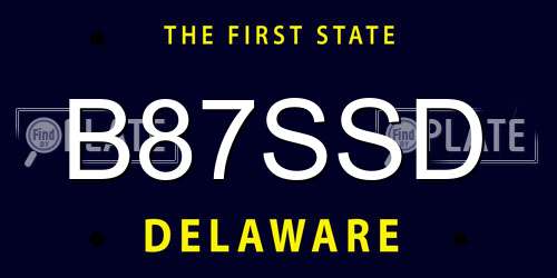 B87SSD Delaware License Plate