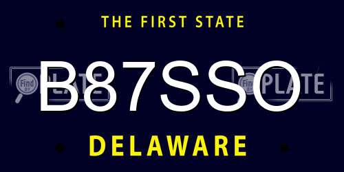 B87SSO Delaware License Plate