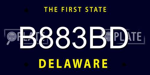 B883BD Delaware License Plate
