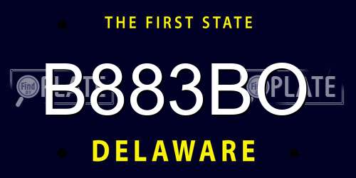 B883BO Delaware License Plate