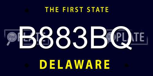 B883BQ Delaware License Plate