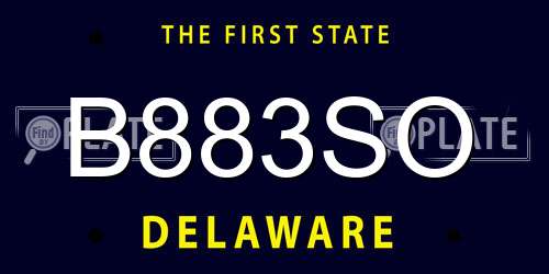 B883SO Delaware License Plate