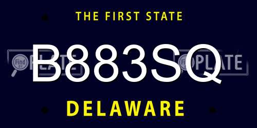 B883SQ Delaware License Plate