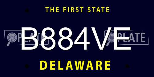 B884VE Delaware License Plate