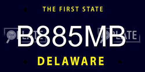 B885MB Delaware License Plate
