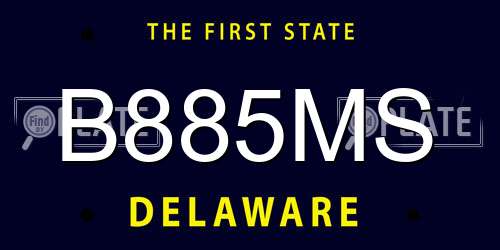 B885MS Delaware License Plate