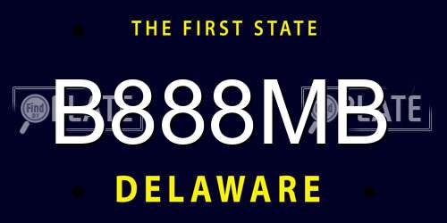 B888MB Delaware License Plate