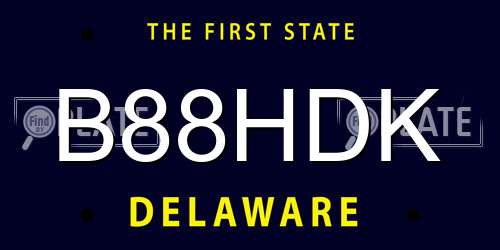 B88HDK Delaware License Plate