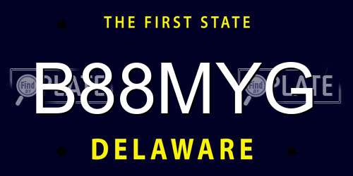 B88MYG Delaware License Plate