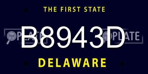 B8943D Delaware License Plate