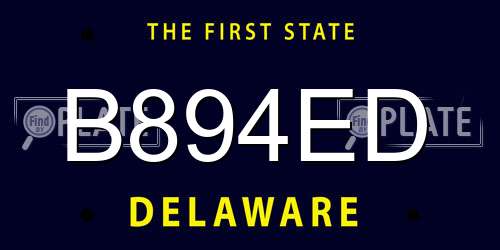 B894ED Delaware License Plate