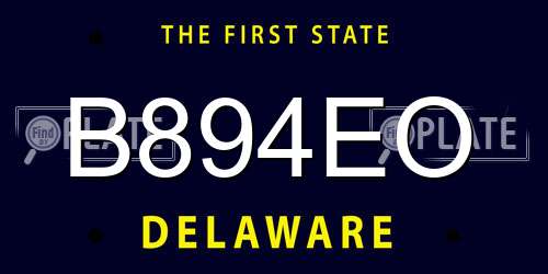 B894EO Delaware License Plate