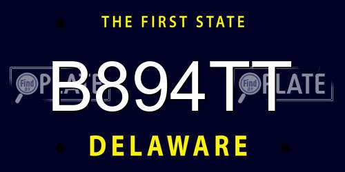 B894TT Delaware License Plate